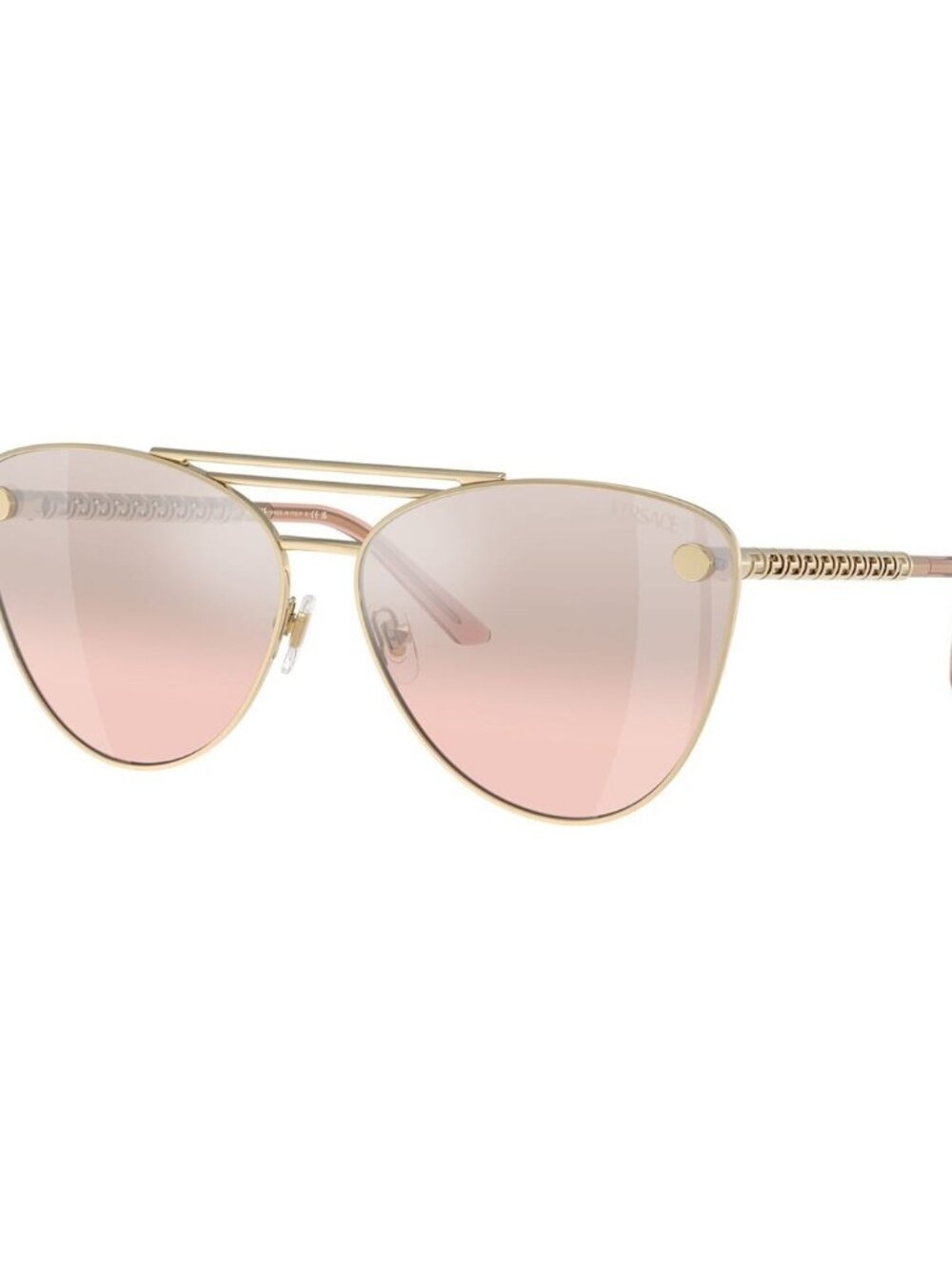 New Authentic Versace Womens Pale Gold Cat Eye Metal Sunglasses